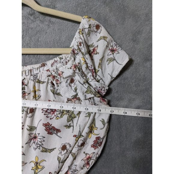 🍑XHILARATION Women 100% Rayon Knit Top Cropped Floral Multicolor MEDIUM (8-10) - Picture 5 of 11